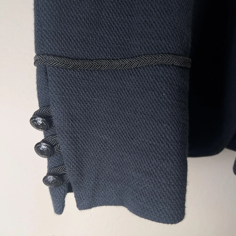 John Varvatos Sport Coat Mens 38 Black Tweed Band Collar Piped Trim Military - Picture 5 of 12